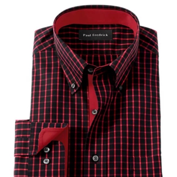 Paul Fredrick check cotton dress shirt NWOT - Picture 2 of 4